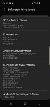 Samsung Galaxy S10e - Informations logicielles.