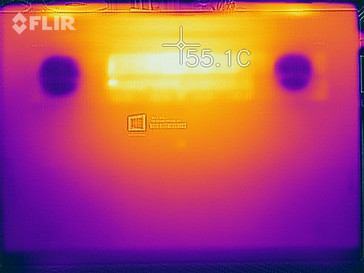 Lenovo ThinkPad X1 Extreme - Relevé thermique : Stress test (au-dessous).