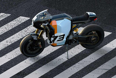 Le café racer C1X Le Pew de Super73 a fière allure avec ses couleurs rétro et sa position de conduite basse et agressive. (Source de l'image : Super73)