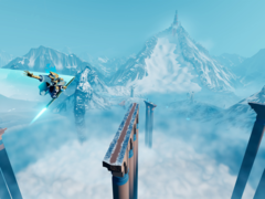Sword of the Sea permet aux joueurs de traverser le paysage à l&#039;aide d&#039;une &quot;Hoversword&quot;. Ci-contre, une capture d&#039;écran du jeu. (Source de l&#039;image : Steam)