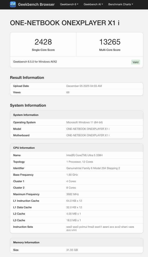 (Source : Geekbench)