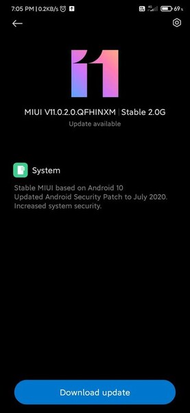 V11.0.2.0.QFHINXM est maintenant en ligne pour le Redmi Note 7 Pro. (Source de l'image : XDA Developers)