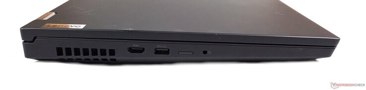À gauche : HDMI 2.1, USB-A 3.1 Gen 1, emplacement SIM, prise audio 3,5 mm