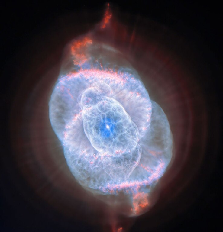 Image prise par le télescope spatial Hubble montrant la nébuleuse de l'Oeil de Chat.