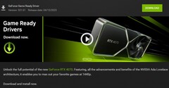 Nvidia Game Ready Driver 531.61 notification et détails dans GeForce Experience (Source : Own)