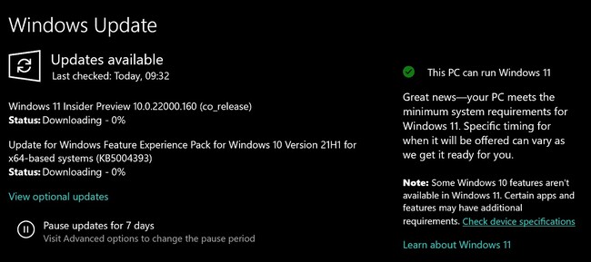 La notification sur le côté droit de l'application Windows Update devrait être facile à repérer (Image : Windows Latest)