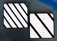 Le Google Pixel 10 Pro Fold (à droite) vacille beaucoup moins que son prédécesseur. (Source de l&#039;image : Android Central, YouTube)