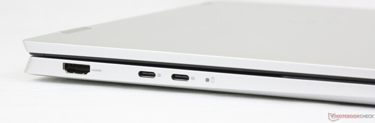 A gauche : HDMI 1.4, 2x USB-C 3.2 Gen. 2x2 avec Power Delivery et DisplayPort