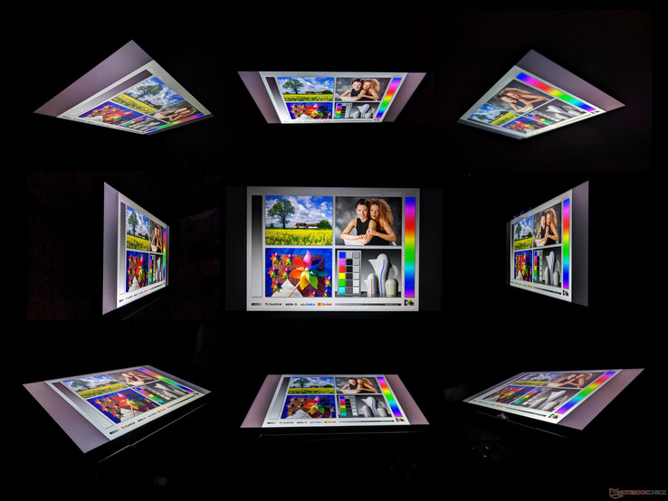 Grands angles de vision IPS. Les couleurs et le contraste se dégradent plus facilement que ceux des écrans Mini-LED et OLED si l'on regarde sous des angles plus larges