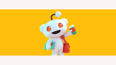 Illustration promotionnelle de Reddit Pro représentant la mascotte de la plateforme, Snoo, sur un fond jaune. (Source de l&#039;image : Reddit)
