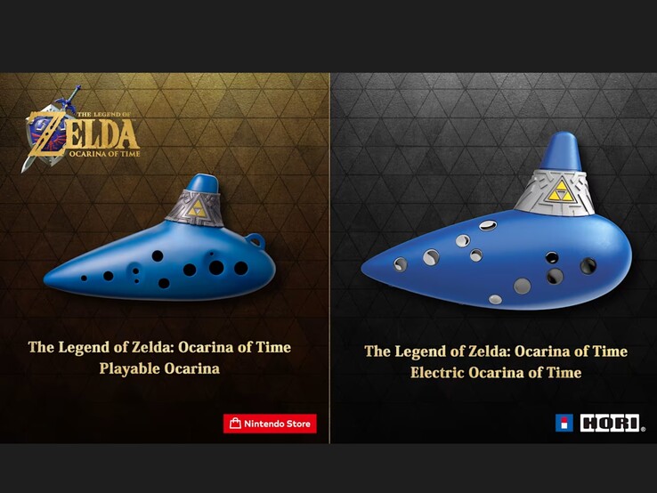 Les ocarinas acoustiques (à gauche) et électroniques (à droite) du remake de « The Legend of Zelda : Ocarina of Time ».