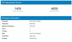 i7-1165G7 moyenne. (Source de l'image : Geekbench)