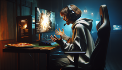 Un joueur abandonne avec rage. (Source de l&#039;image : Notebookcheck via Dall-e 3)