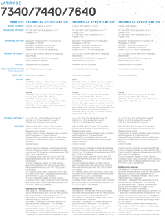 Dell Latitude 7340, 7440 et 7640 - Spécifications. (Source : Dell)