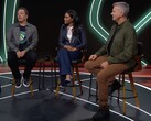 Phil Spencer (à gauche), Sarah Bond (au milieu) et Matt Booty (à droite) dans un podcast Xbox. (Source de l'image : Xbox sur YouTube)