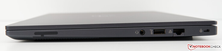 À droite : prise jack 3,5 mm, USB 3.2 Gen2 Type-A, RJ45 (10/100/1000 Mbit/s)