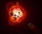 Illustration d’artiste représentant une protoplanète et une lune.