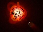 Illustration d’artiste représentant une protoplanète et une lune.