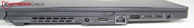 À gauche : alimentation, HDMI, LAN, USB-A 3.2 Gen 2, USB-C 3.2 Gen 2, Thunderbolt 4, prise casque