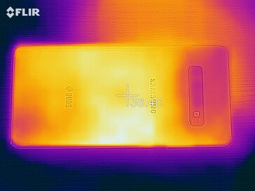 Samsung Galaxy S10+ - Relevé thermique à l'arrière de l'appareil en cas de sollicitations.