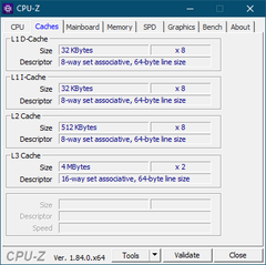 CPU-Z : caches.
