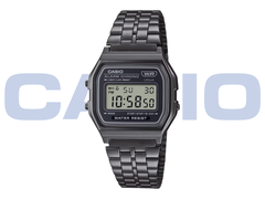 La Casio Vintage A158WETB-1A (photo) est dotée d'un boîtier noir chromé. (Source de l'image : Casio)