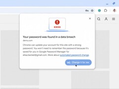 Chrome sera doté d'un changeur de mot de passe automatique en cas de détection d'une atteinte à la protection des données. (Source de l'image : Google)