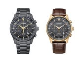 Les Citizen AN8197-52E et AN8193-02H sur fond blanc.