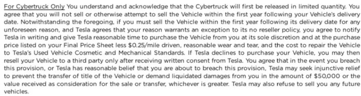 La clause d'interdiction de revente de Cybertruck a apparemment été réactivée pour les commandes anticipées