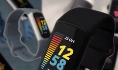 Le Fitbit Charge 5 devrait être proposé avec un choix de couleurs de bracelet noir, bleu et rose. (Image source : Fitbit - édité)