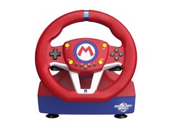 Le Hori Mario Kart Racing Wheel Pro Mini pour Nintendo Switch 2 présente le thème de couleur de Mario.