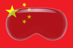 Le casque Apple Vision Pro sera commercialisé en Chine dans le courant de l&#039;année. (Image via Apple et Wikimedia Commons, avec modifications)