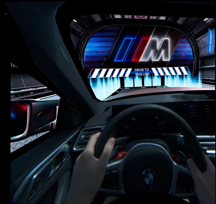 Des circuits de course virtuels sont parcourus et dérapés en utilisant la M4 Coupé comme manette de jeu. (Source : BMW)