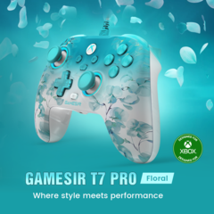 Le GameSir T7 Pro est doté d&#039;une coque mate à motifs floraux et d&#039;un design semi-transparent (Source de l&#039;image : GameSir)