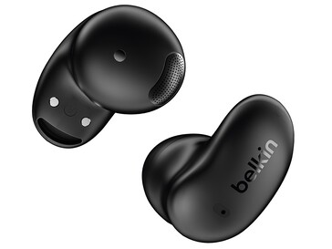 Les écouteurs SoundForm Anywhere ont un design en forme de haricot. (Source de l'image : Belkin)