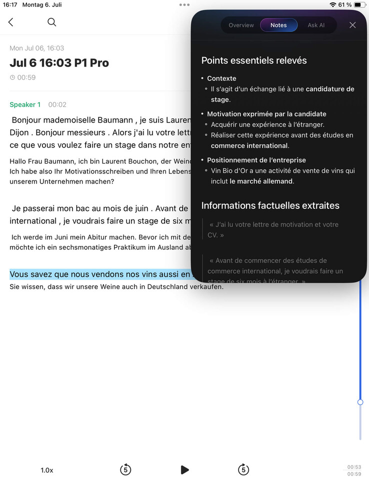 L'enregistrement en français et la traduction étaient tous deux excellents.
