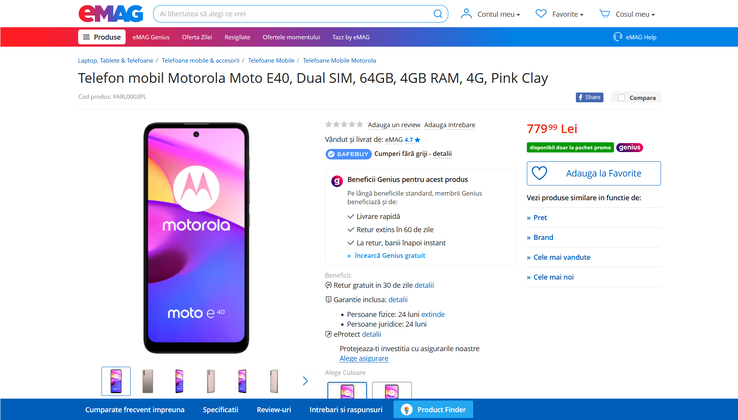 La dernière fuite du Moto E40 suggère également qu'il s'agit d'un appareil à double carte SIM. (Source : eMag)