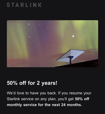 L'offre de réduction de 50 % des frais mensuels de Starlink aux États-Unis. (source de l'image : Sam Miller/FB)