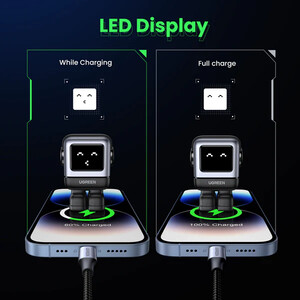 L'écran LCD affiche un visage pour indiquer la charge. (Image via UGREEN)