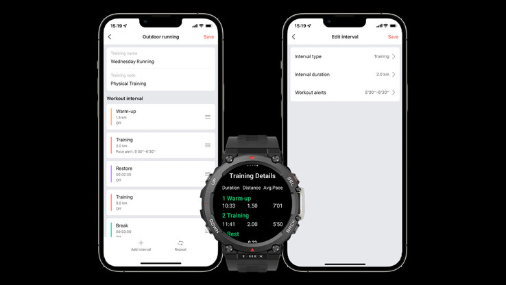 Les modèles d'entraînement d'Amazfit se retrouvent sur le T-Rex 2. (Source : Amazfit)