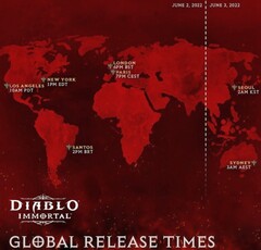 Horaires de sortie mondiale de Diablo Immortal (Source : Diablo Immortal)