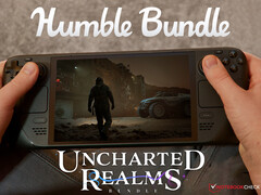 L'offre groupée Uncharted Realms restera active jusqu'au 23 août 2025. Sur la photo : Steam Deck à Fort Solis. (Source de l'image : Notebookcheck, Steam, et Humble Bundle - édité)