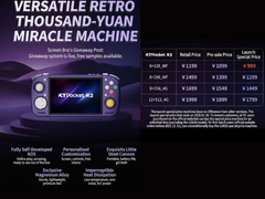 Une infographie indiquant les prix de la console rétro KTR2 en yuans chinois (source d'image : RetroGaming with Deadfred)