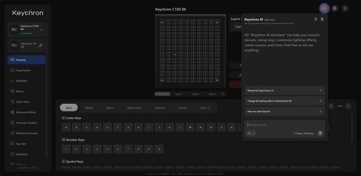 Les 100 touches peuvent toutes être programmées via une application web.
