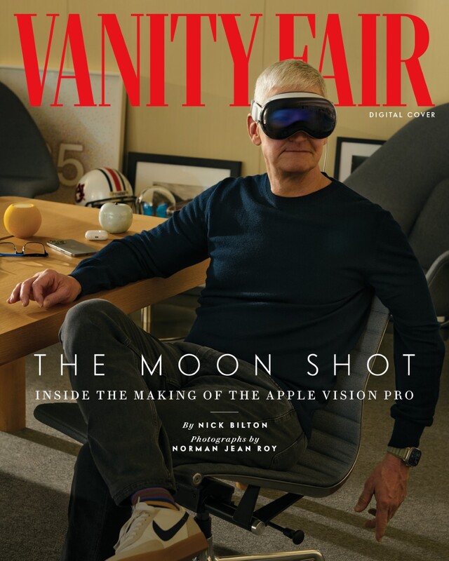 Apple-Le PDG Tim Cook ne porte pas Prada mais Vision Pro. (Image : Vanity Fair)