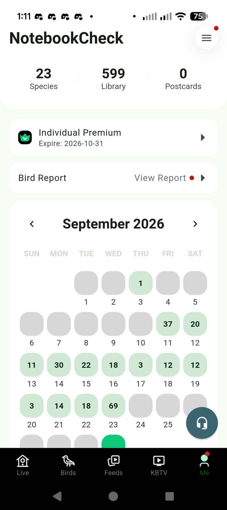 Calendrier des activités
