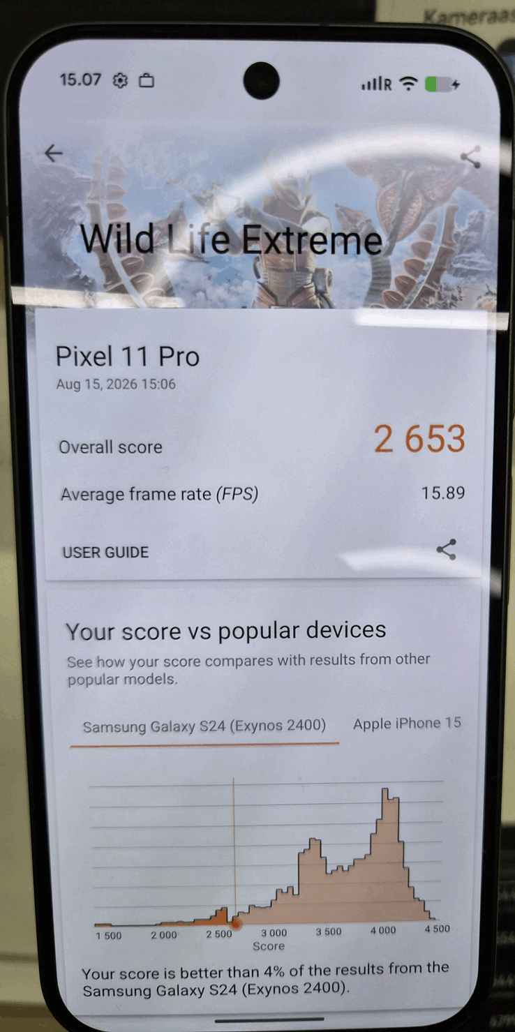 Le résultat « Wild Life Extreme » du Pixel 11 Pro