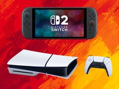 Les consoles Switch 2 et PS5 sont représentées aux couleurs du drapeau espagnol (Source d'image : Nintendo of America, Sony PlayStation avec modifications)