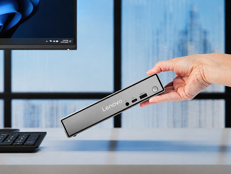 Le mini-PC ThinkCentre Neo 50q Gen 7 est proposé dans un châssis d'un litre, mesurant 1,44 x 7,05 x 7,2 pouces.
