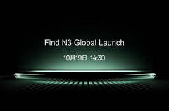 Oppo lancera le Find N3 dans le monde entier le 19 octobre. (Source de l&#039;image : Oppo - traduit)